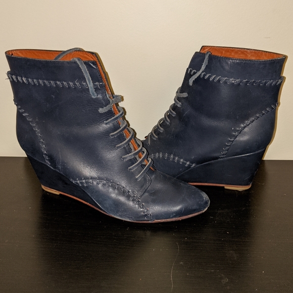 Rachel Comey Navy Wedge Booties - 8.5 - Picture 3 of 8